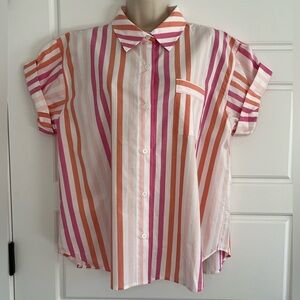 SUNDAYS By Wearesundays Liam Shirt Pink Stripe Dayspring Pink Size Large NWT